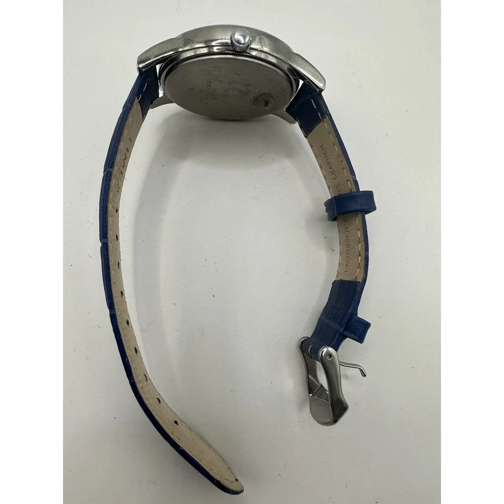 Timex Dark Blue Croco Patterned Ladies Watch‎ T2P093 New Battery 35MM 8
